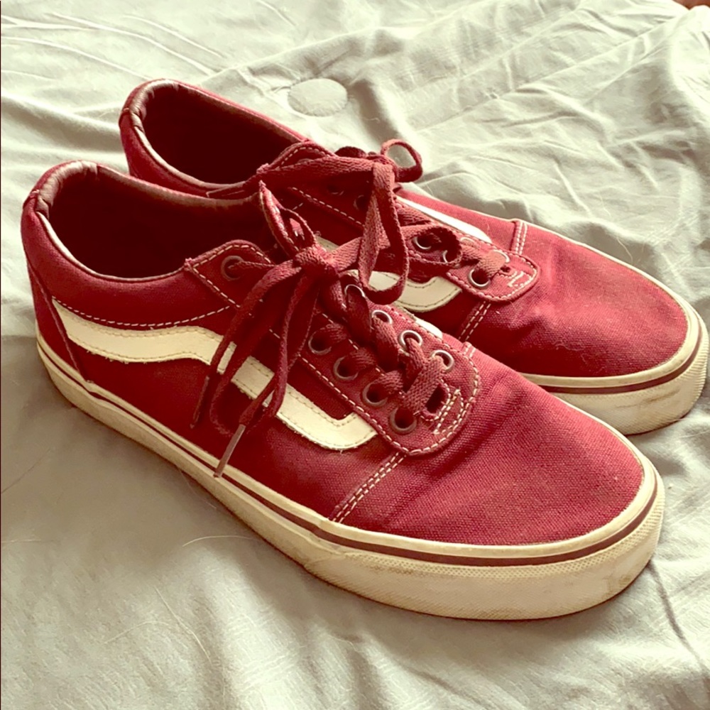 Burgundy vans!